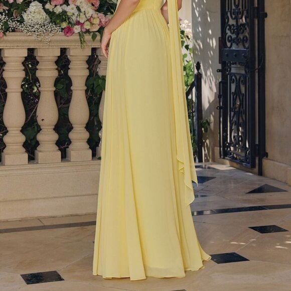 New Navy Lightweight Chiffon A-Line Bridesmaid Dress w/ Halter Neck CD T715 - Picture 7 of 10